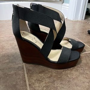 Jessica Simpson black wedges, size 8, never worn! Smoke free home.